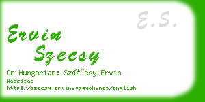 ervin szecsy business card